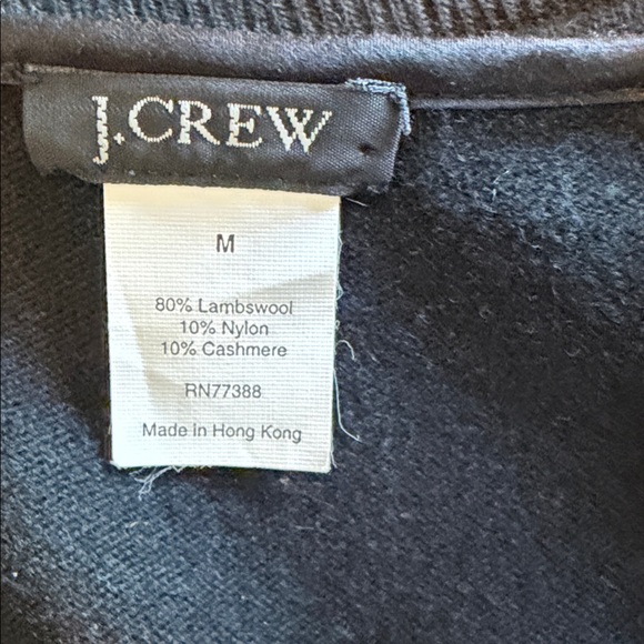 J Crew Black Wool Cashmere Blend Cardigan with Floral Embroidery Size M Preppy - Picture 7 of 10
